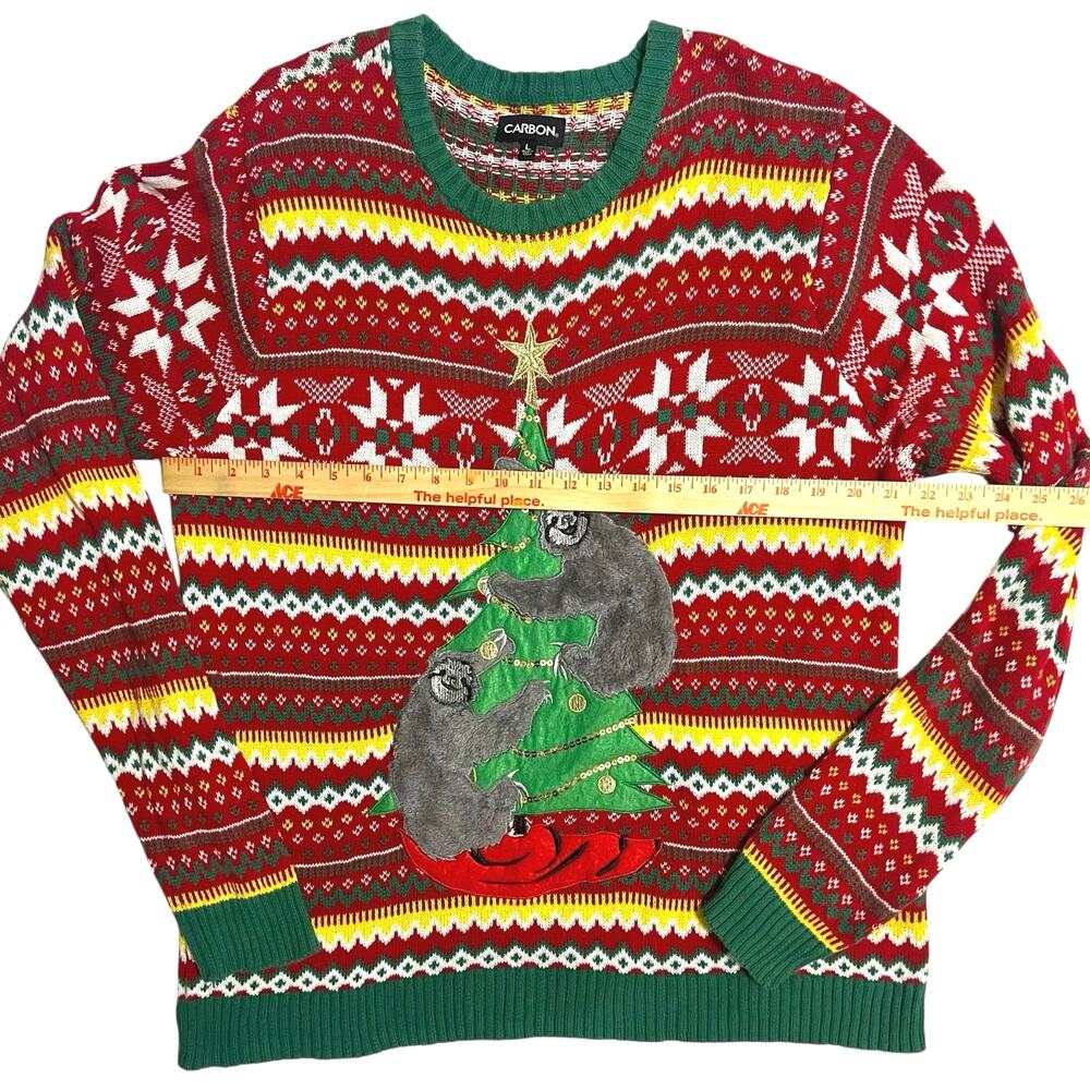 Christmas Ugly Sweater Sloth Tree Unisex Embroidered Holiday Party Size Large - Picture 7 of 9